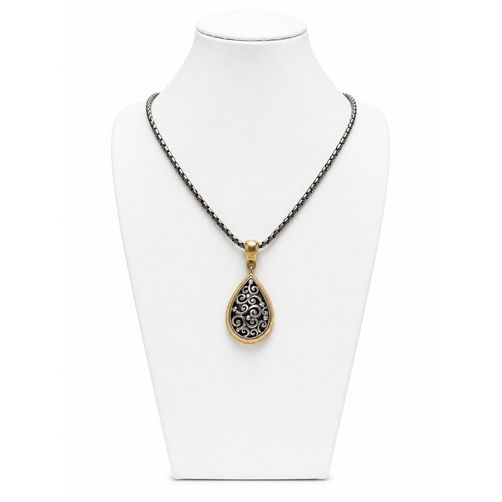 Vintage‎ Brighton Silver Tone Filigree Teardrop Pendant Necklace